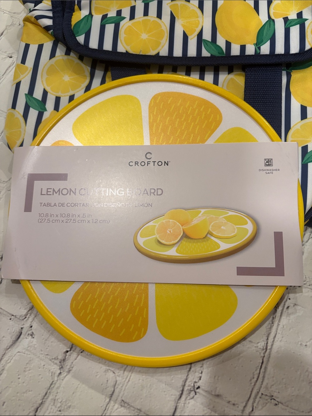 Yellow Navy Lemon Print Cooler Bag Set - Picture 2 of 5